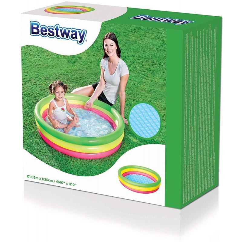 PISCINA TONDA ARCOBALENO FONDO GONF. 102X25 BESTWAY
