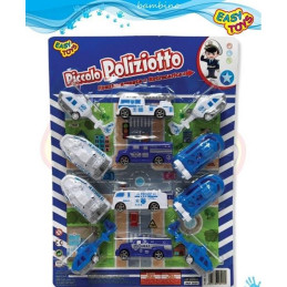 BLISTER 12 MEZZI POLIZIA PICCOLO POLIZIOTTO RETROCARICA