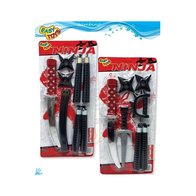 BLISTER NINJA CON SPADA PUGNALE E MANGANELLO