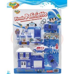 BLISTER PICCOLO POLIZIOTTO CON MEZZI RETROC.