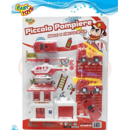 BLISTER PICCOLO POMPIERE CON MEZZI RETROC.
