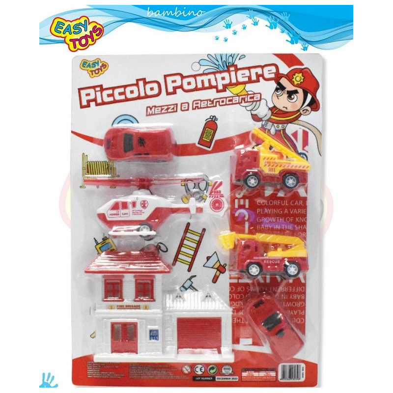 BLISTER PICCOLO POMPIERE CON MEZZI RETROC.