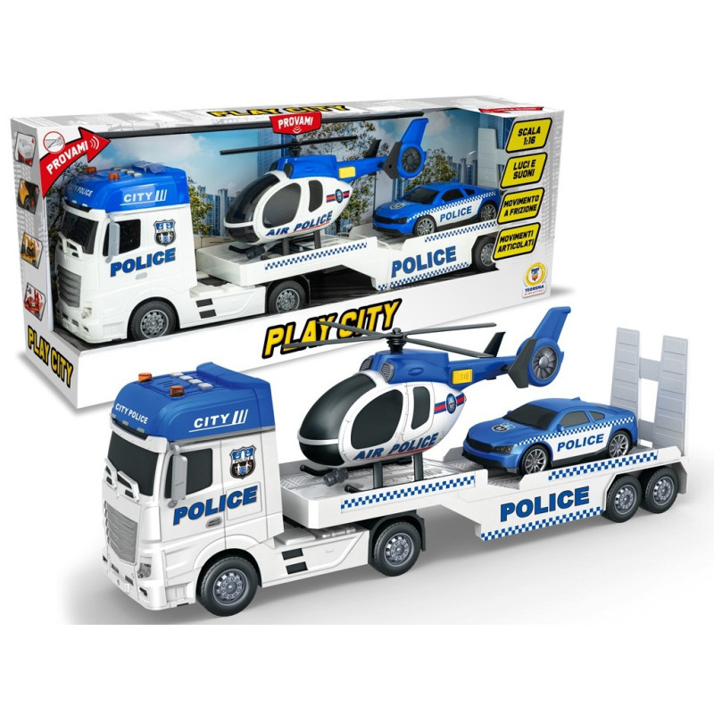 TIR POLICE CON ELICOTTERO E MACCCHINA LUCI E SUONI 1:12
