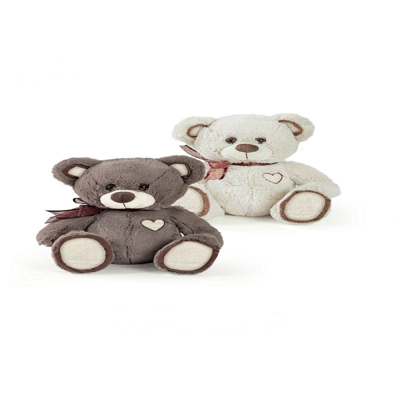 ORSO SEDUTO PELUCHE 25 CM. CON RICAMO SU CUORE