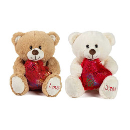 ORSO CON CUORE COLORE E RICAMO ZAMPA H.24 CM.