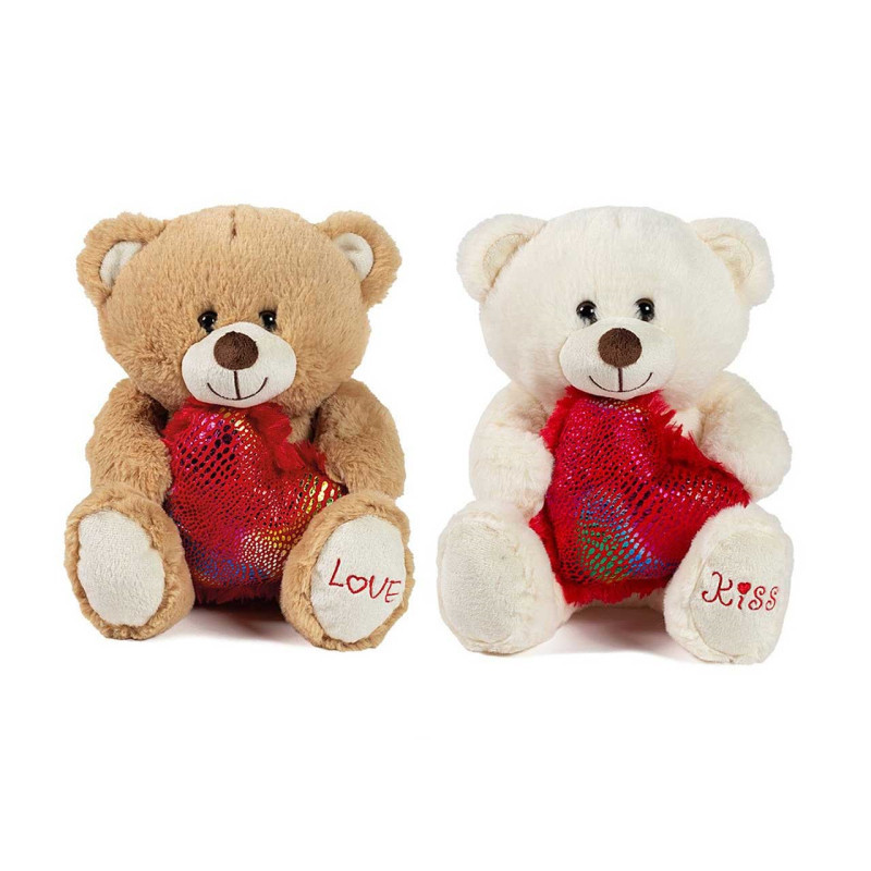ORSO CON CUORE COLORE E RICAMO ZAMPA H.24 CM.