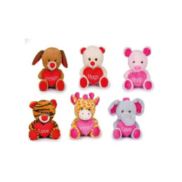 ANIMALI CON CUORE  E RICAMI H.24 CM.
