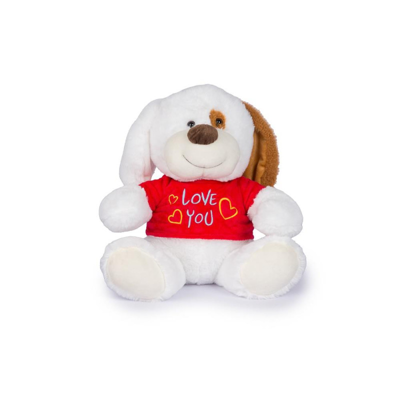 CANE SEDUTO BUFFO CON TSHIRT I LOVE YOU 30 CM.