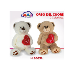 PELUCHE ORSO DEL CUORE 2 COLORI CM.30