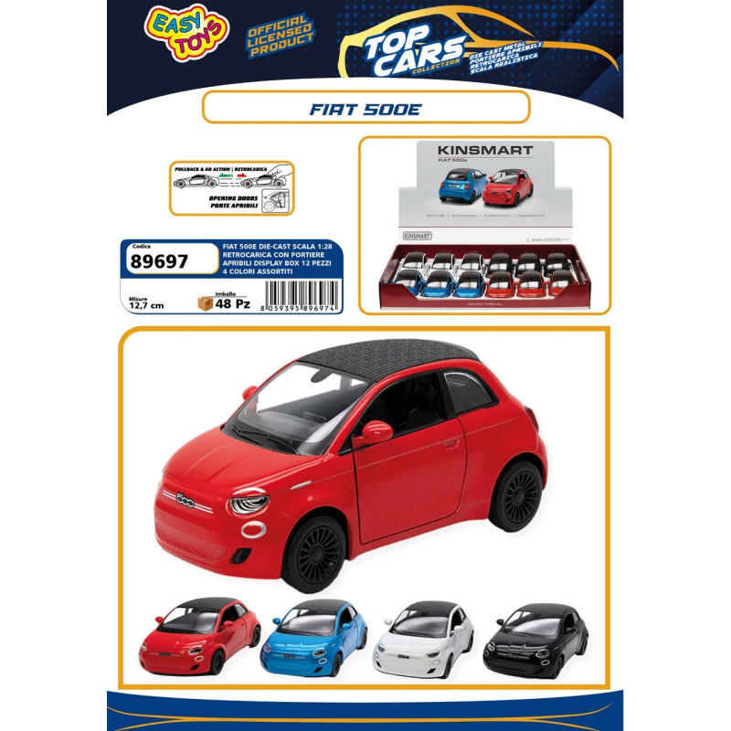 FIAT 500e SCALA 1:28 METALLO RETROCARICA